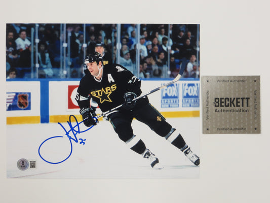 JOE NIEUWENDYK DALLAS STARS SIGNED 8x10 PHOTO BLACK JERSEY BAS