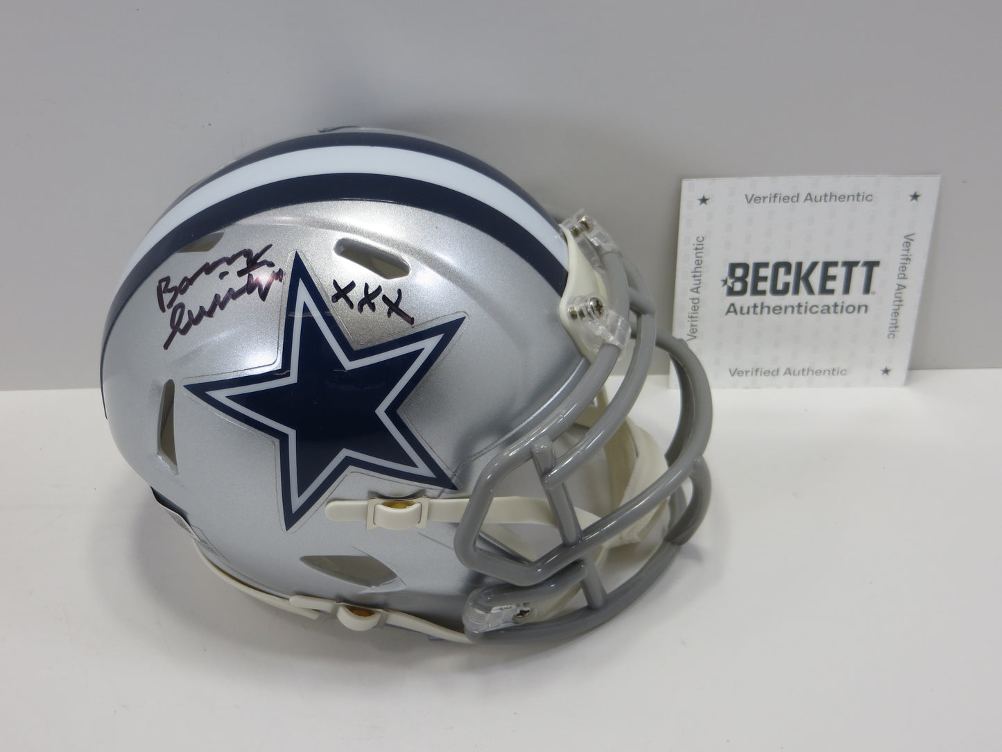 BARRY SWITZER SIGNED DALLAS COWBOYS MINI HELMET w/XXX Sooners BAS