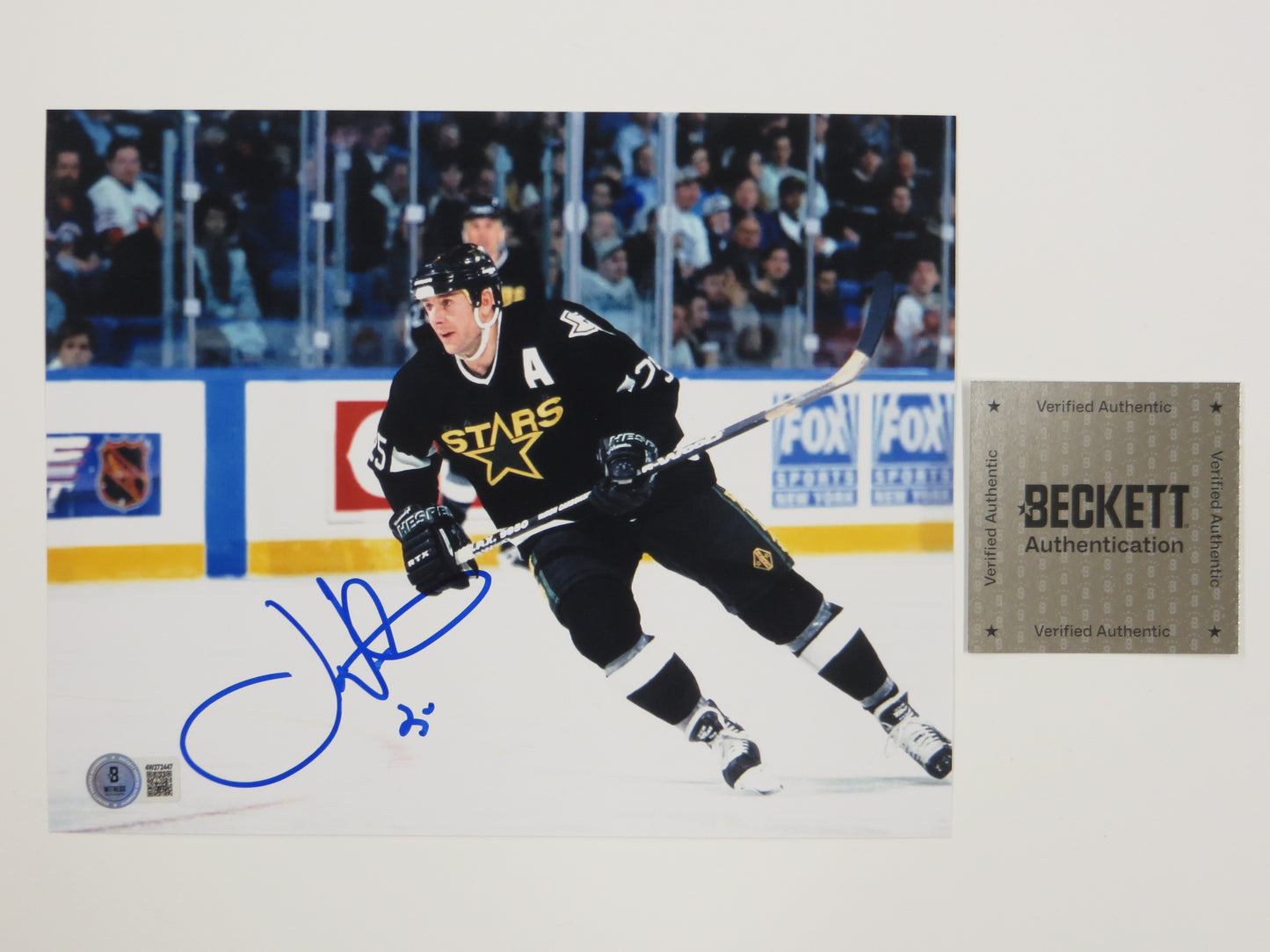 JOE NIEUWENDYK DALLAS STARS SIGNED 8x10 PHOTO BLACK JERSEY BAS