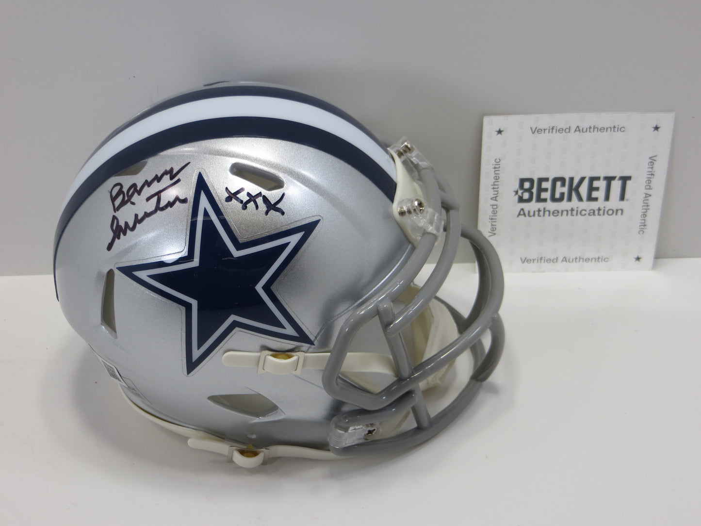 BARRY SWITZER SIGNED DALLAS COWBOYS MINI HELMET w/XXX Sooners BAS