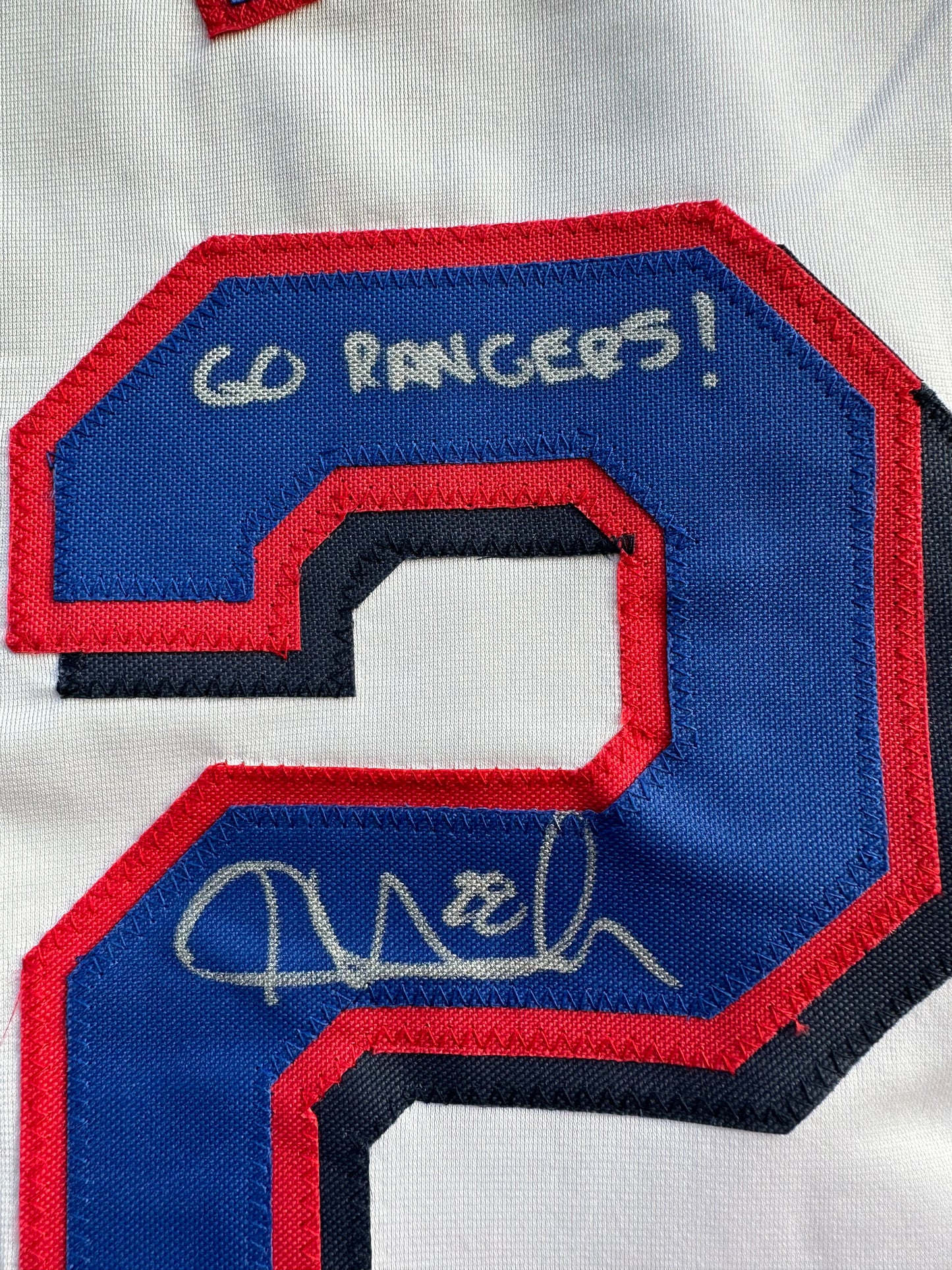 KEVIN MENCH TEXAS RANGERS SIGNED JERSEY w/GO RANGERS! BAS COA