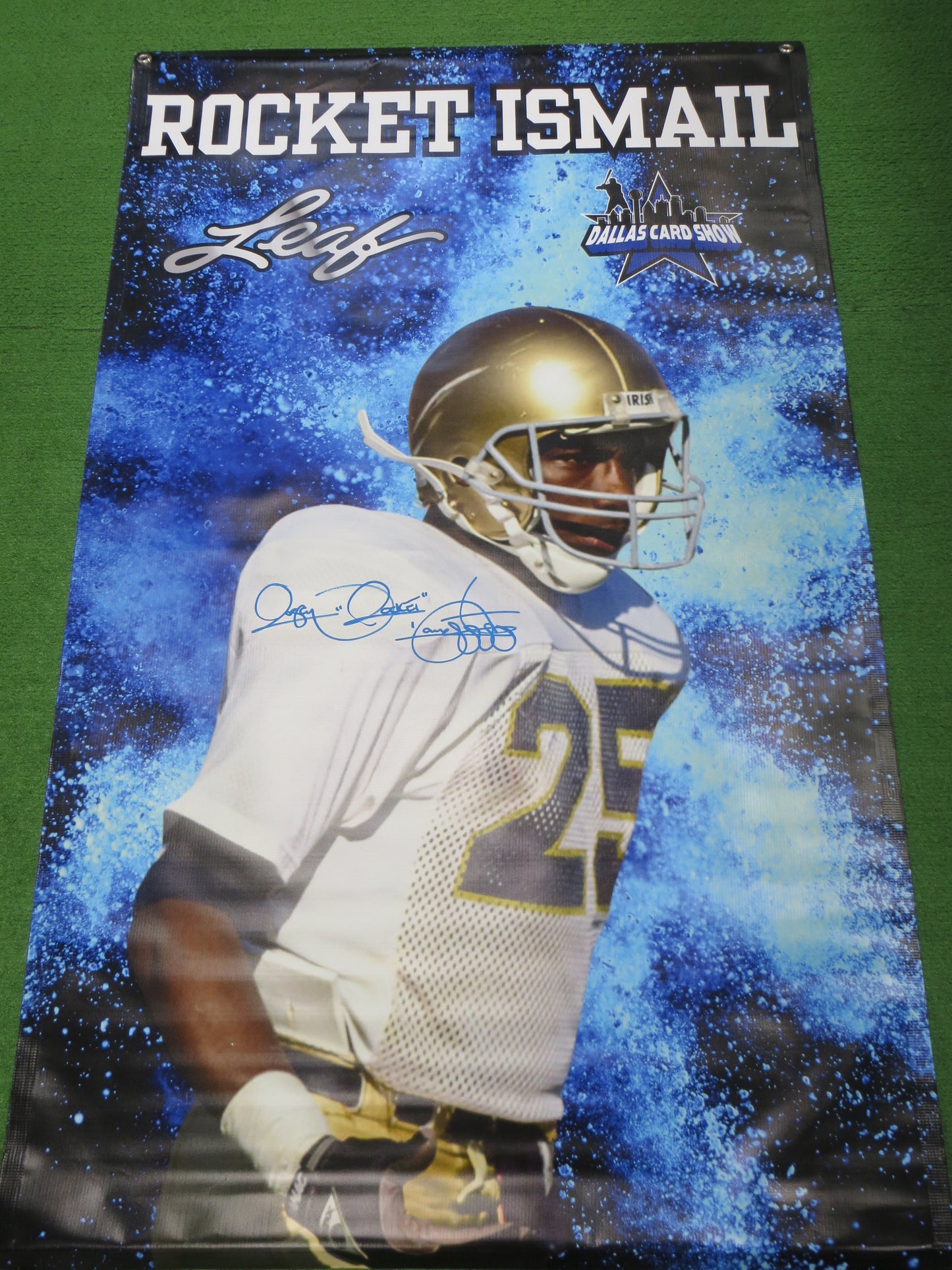 RAGHIB ROCKET ISMAIL SIGNED Irish Cowboys Dallas Card Show 36x60 VINYL BANNER BAS