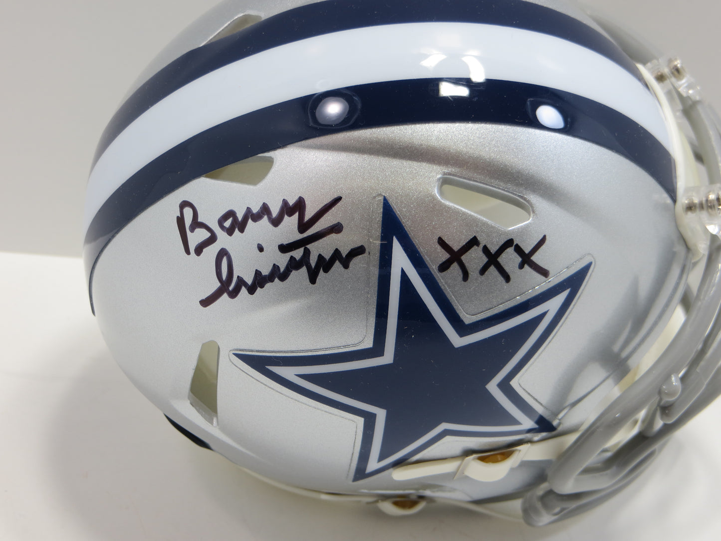 BARRY SWITZER SIGNED DALLAS COWBOYS MINI HELMET w/XXX Sooners BAS
