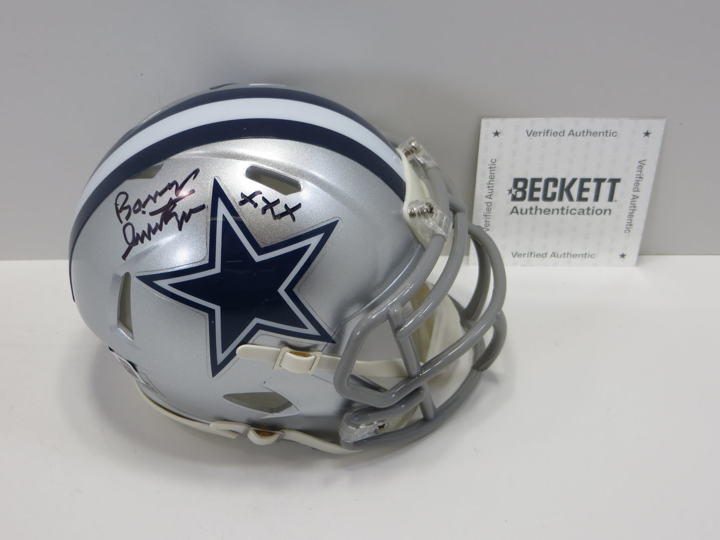 BARRY SWITZER SIGNED DALLAS COWBOYS MINI HELMET w/XXX Oklahoma BAS
