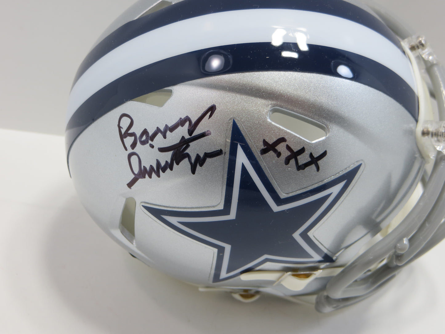 BARRY SWITZER SIGNED DALLAS COWBOYS MINI HELMET w/XXX Oklahoma BAS