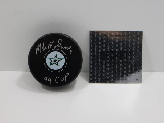 MIKE MODANO DALLAS STARS SIGNED HOCKEY PUCK w/99 Cup Current Logo BAS COA