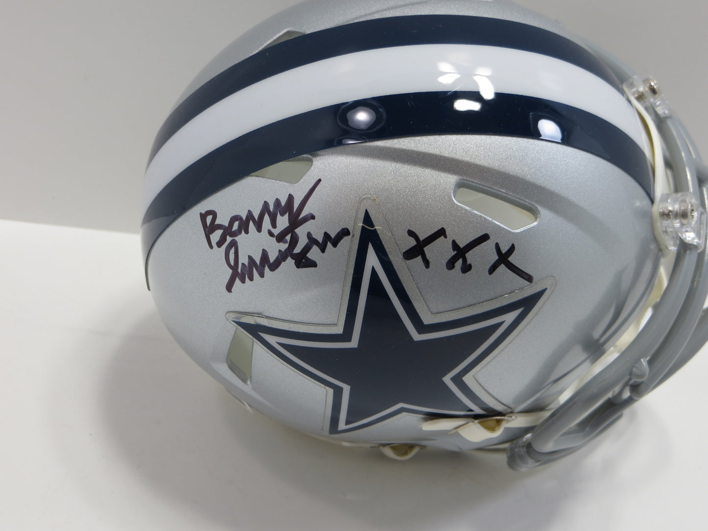 BARRY SWITZER SIGNED DALLAS COWBOYS MINI HELMET w/XXX Oklahoma BAS