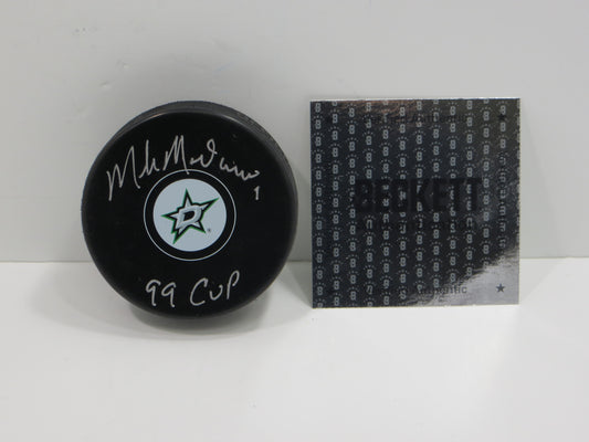 MIKE MODANO DALLAS STARS SIGNED HOCKEY PUCK w/99 Cup Current Logo BAS COA