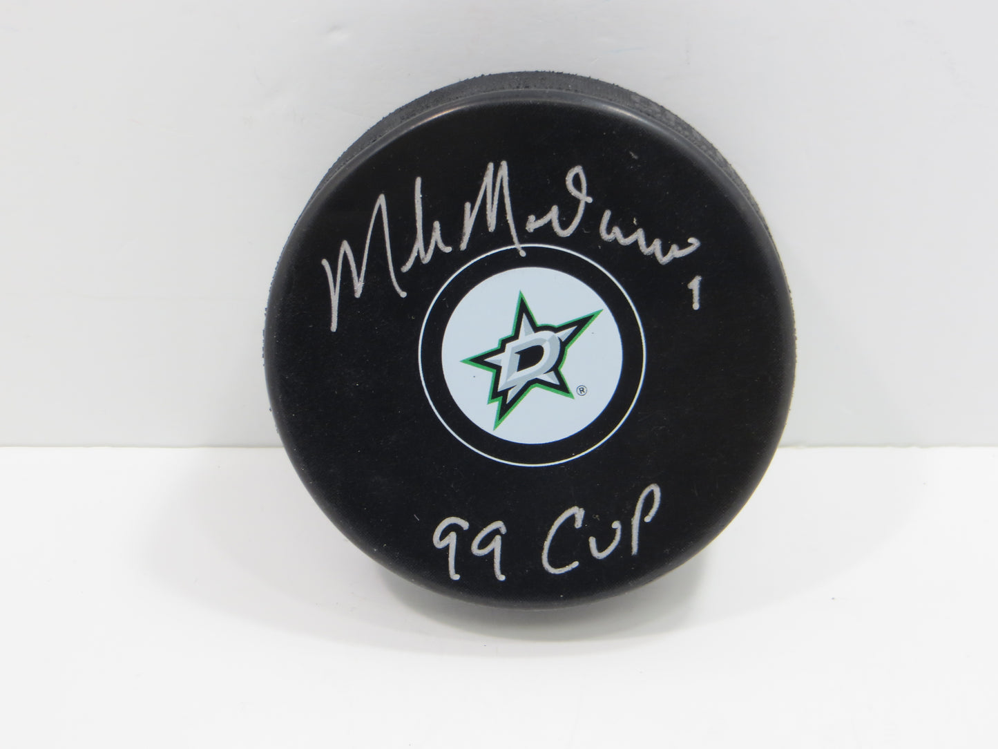 MIKE MODANO DALLAS STARS SIGNED HOCKEY PUCK w/99 Cup Current Logo BAS COA