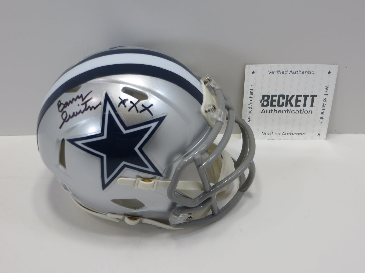 BARRY SWITZER SIGNED DALLAS COWBOYS MINI HELMET w/XXX Oklahoma BAS