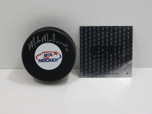 MIKE MODANO TEAM USA SIGNED HOCKEY PUCK Dallas Stars Red Wings North Stars BAS