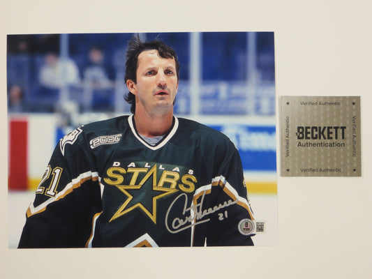 GUY CARBONNEAU DALLAS STARS SIGNED 8x10 PHOTO Canadiens BAS