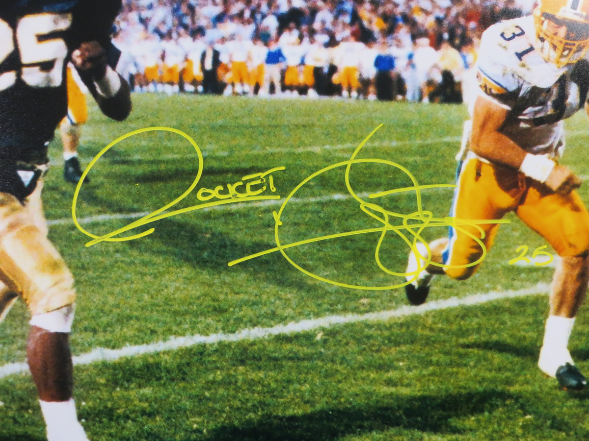 ROCKET ISMAIL NOTRE DAME SIGNED 8x10 PHOTO Touchdown Black BAS