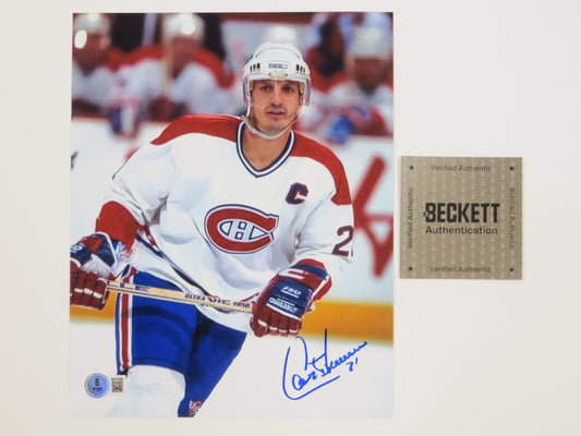 GUY CARBONNEAU MONTREAL CANADIENS SIGNED 8x10 PHOTO Dallas Stars BAS COA