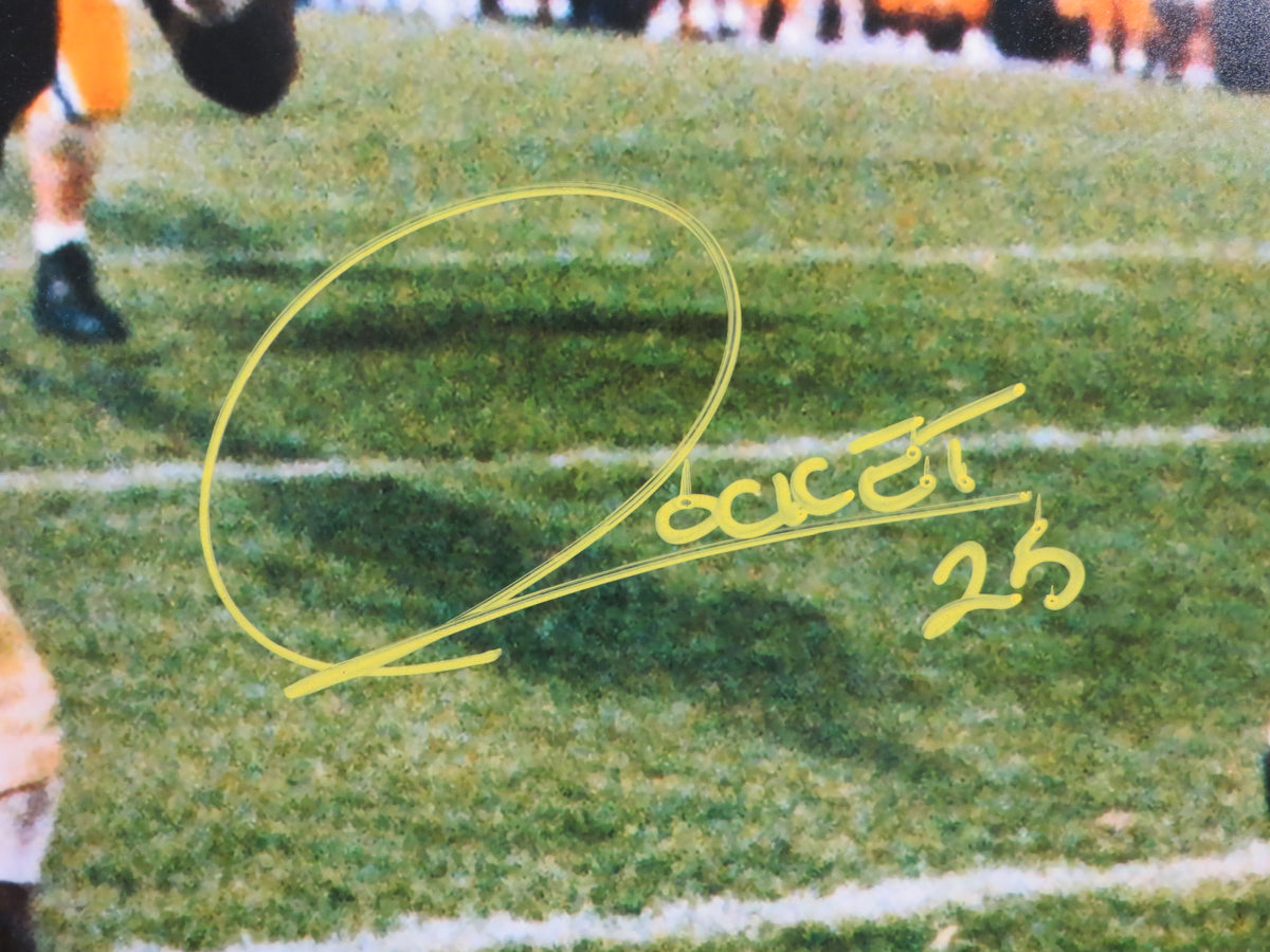 ROCKET ISMAIL NOTRE DAME SIGNED Touchdown 16x20 YELLOW BAS