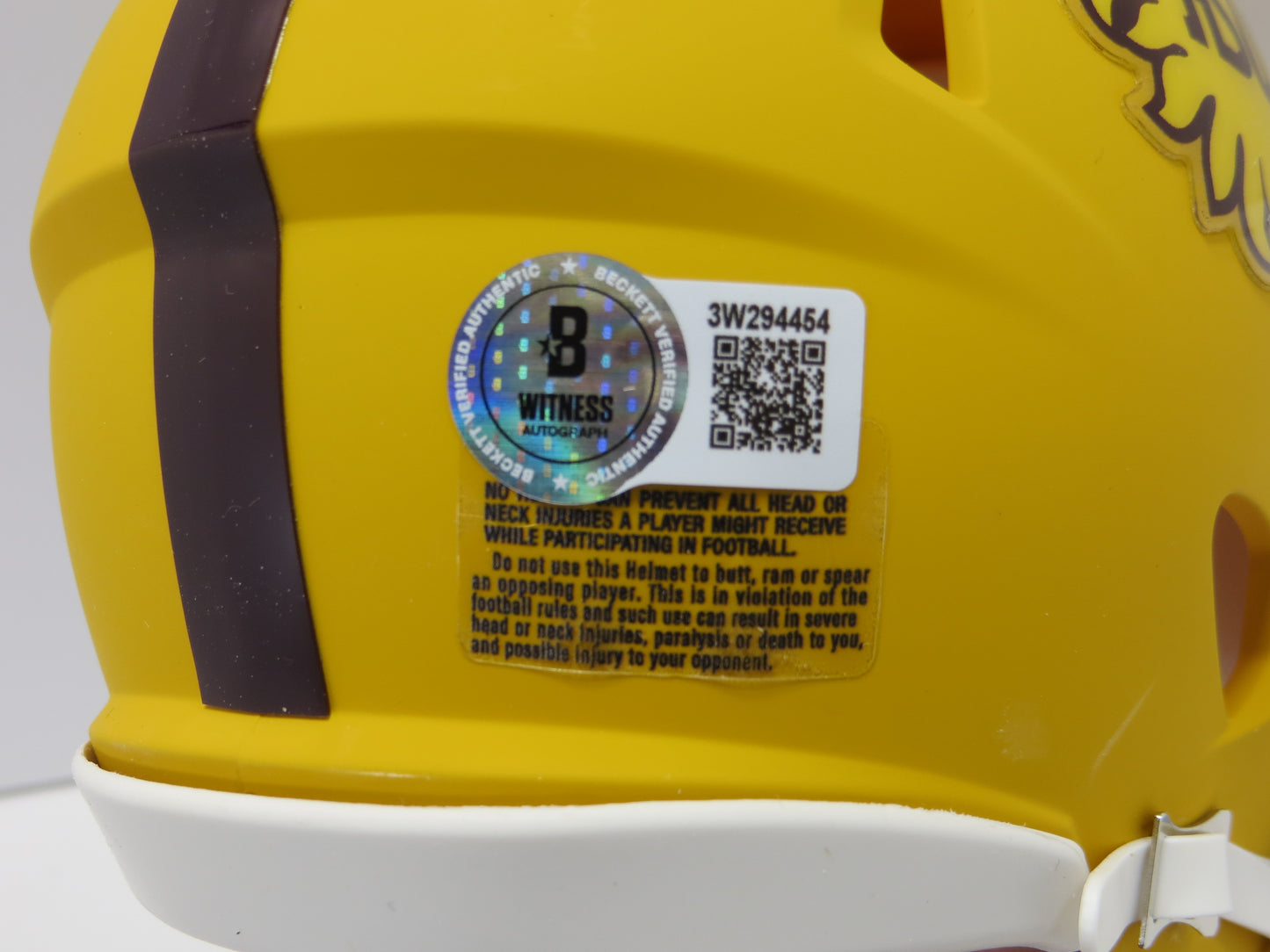 DANNY WHITE SIGNED ASU SUN DEVILS SIGNED Sunflower MINI HELMET BAS