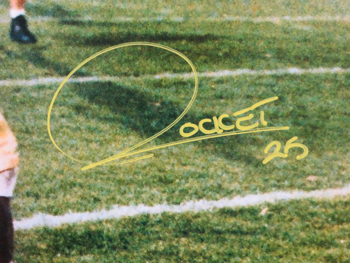 ROCKET ISMAIL NOTRE DAME SIGNED Touchdown 16x20 YELLOW BAS