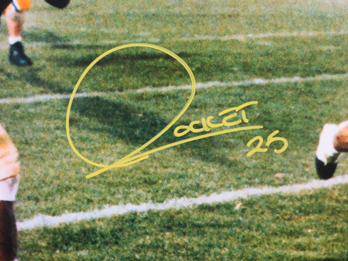 ROCKET ISMAIL NOTRE DAME SIGNED Touchdown 16x20 YELLOW BAS