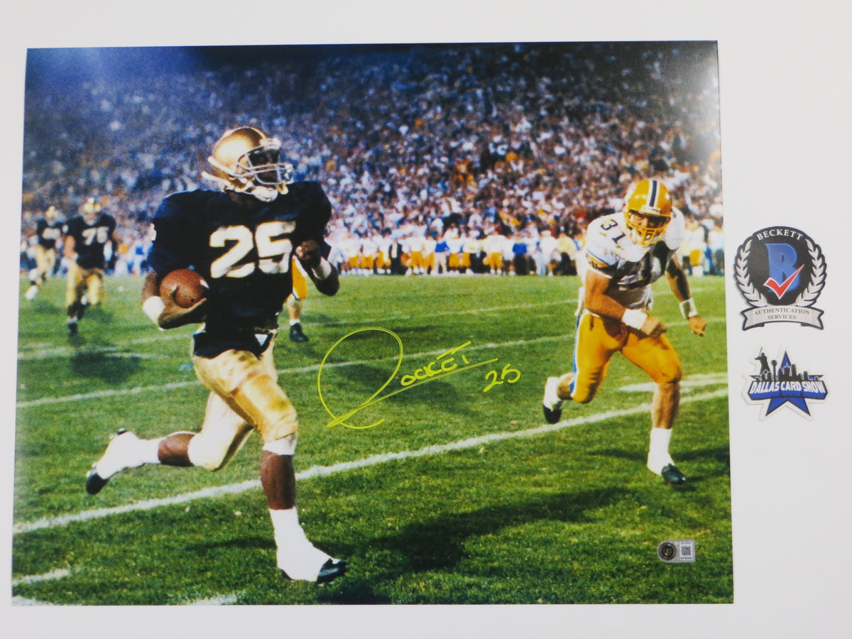 ROCKET ISMAIL NOTRE DAME SIGNED Touchdown 16x20 YELLOW BAS