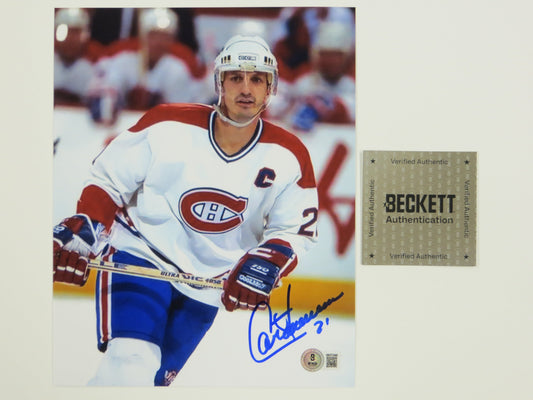 GUY CARBONNEAU MONTREAL CANADIENS SIGNED 8x10 PHOTO Dallas Stars BAS COA