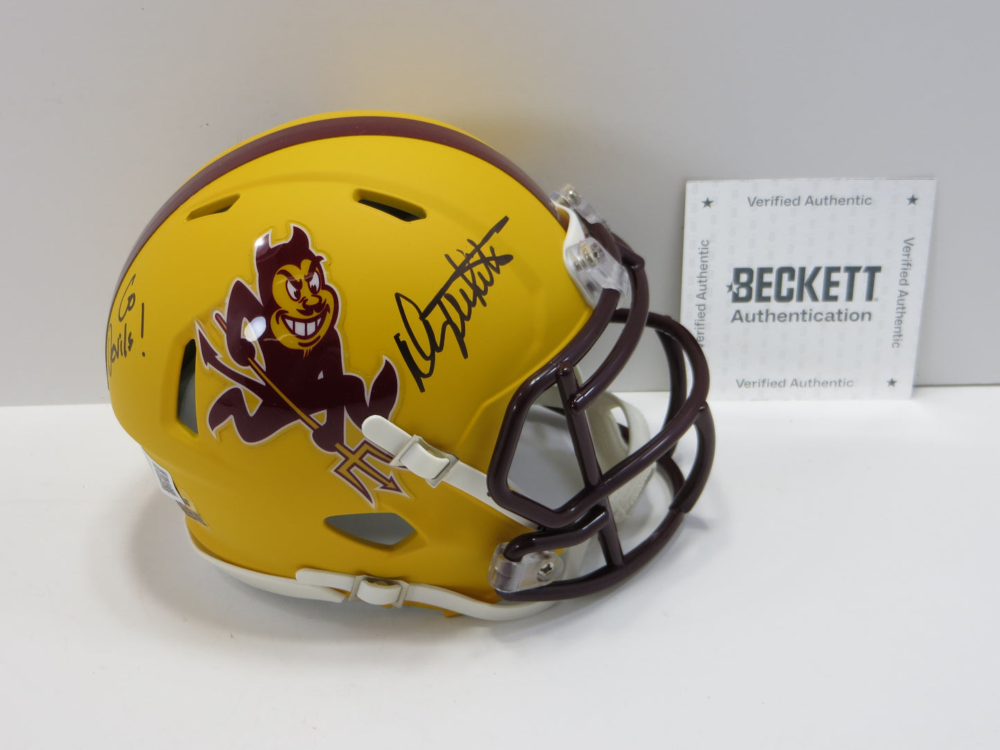 DANNY WHITE SIGNED ASU SUN DEVILS SIGNED MINI HELMET wGo Devils Cowboys BAS
