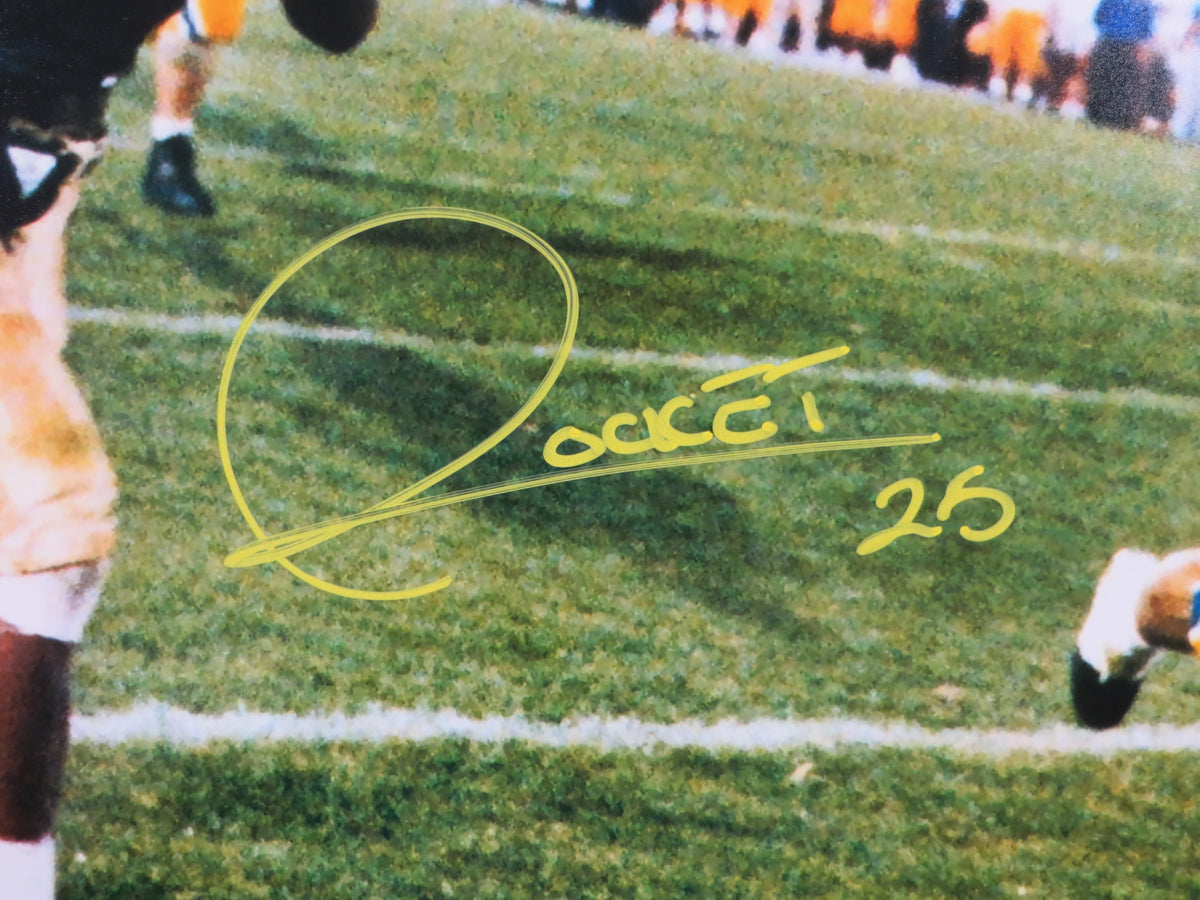 ROCKET ISMAIL NOTRE DAME SIGNED Touchdown 16x20 YELLOW BAS