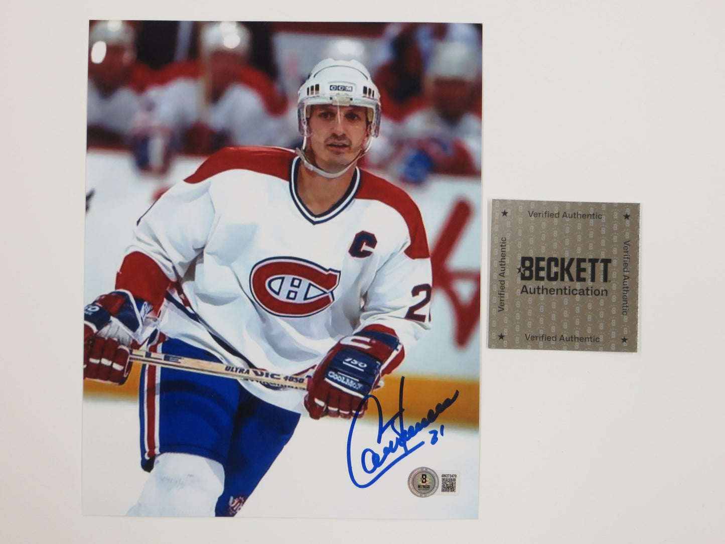 GUY CARBONNEAU MONTREAL CANADIENS SIGNED 8x10 PHOTO Dallas Stars BAS COA