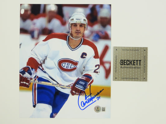 GUY CARBONNEAU MONTREAL CANADIENS SIGNED 8x10 PHOTO Dallas Stars BAS COA