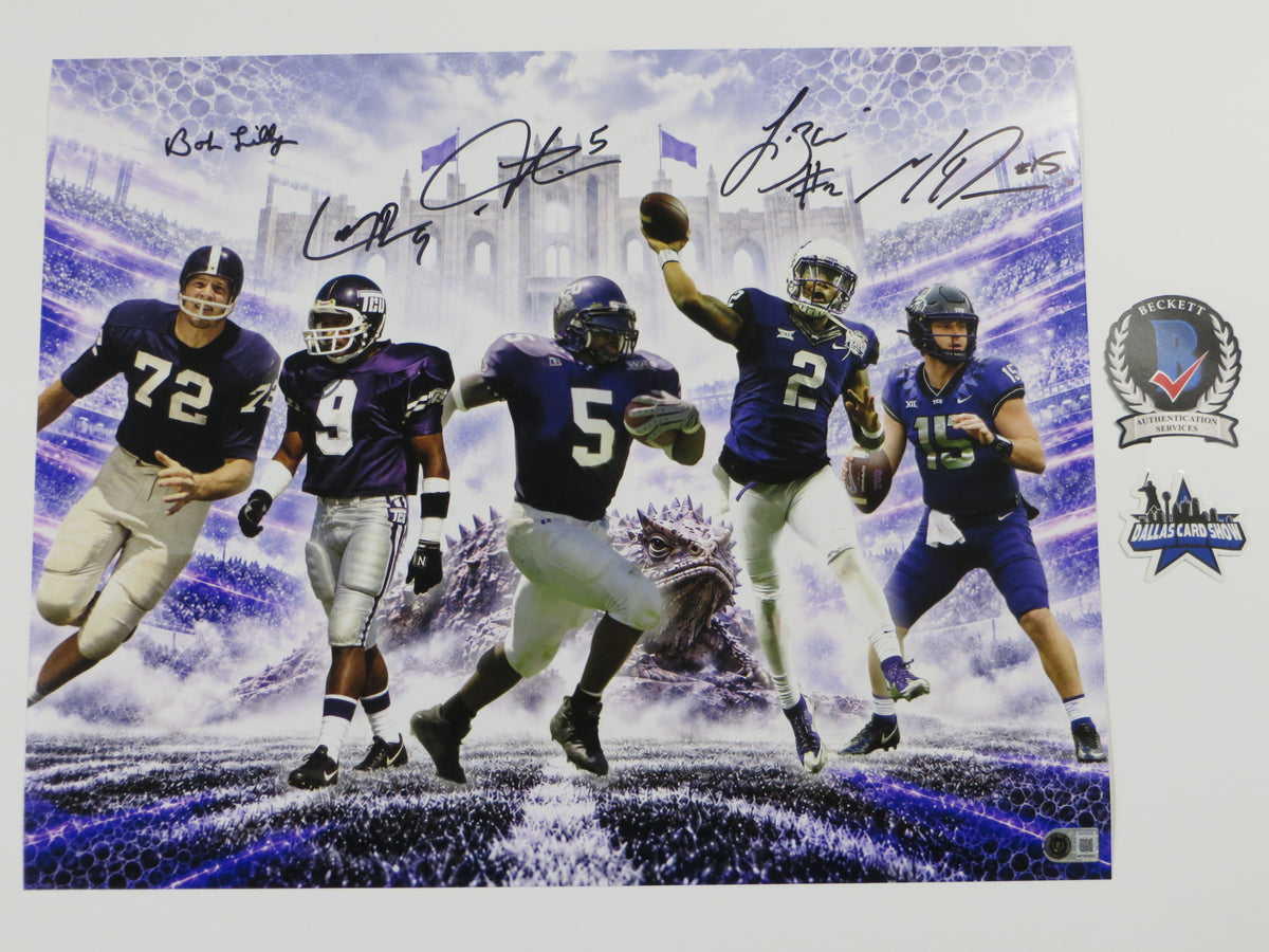 TCU HORNED FROGS LEGENDS LILLY TOMLINSON DUGGAN BROWN BOYKIN SIGNED 16x20 BAS