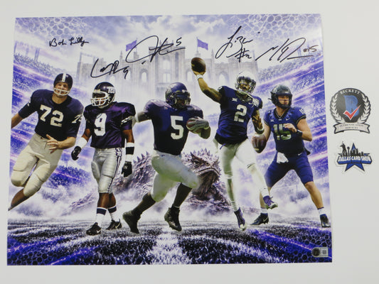 TCU HORNED FROGS LEGENDS LILLY TOMLINSON DUGGAN BROWN BOYKIN SIGNED 16x20 BAS