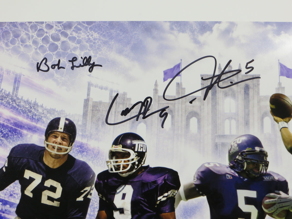 TCU HORNED FROGS LEGENDS LILLY TOMLINSON DUGGAN BROWN BOYKIN SIGNED 16x20 BAS