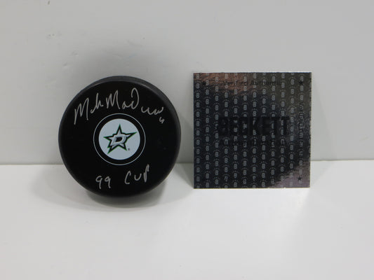 MIKE MODANO DALLAS STARS SIGNED HOCKEY PUCK w/99 Cup Current Logo BAS COA