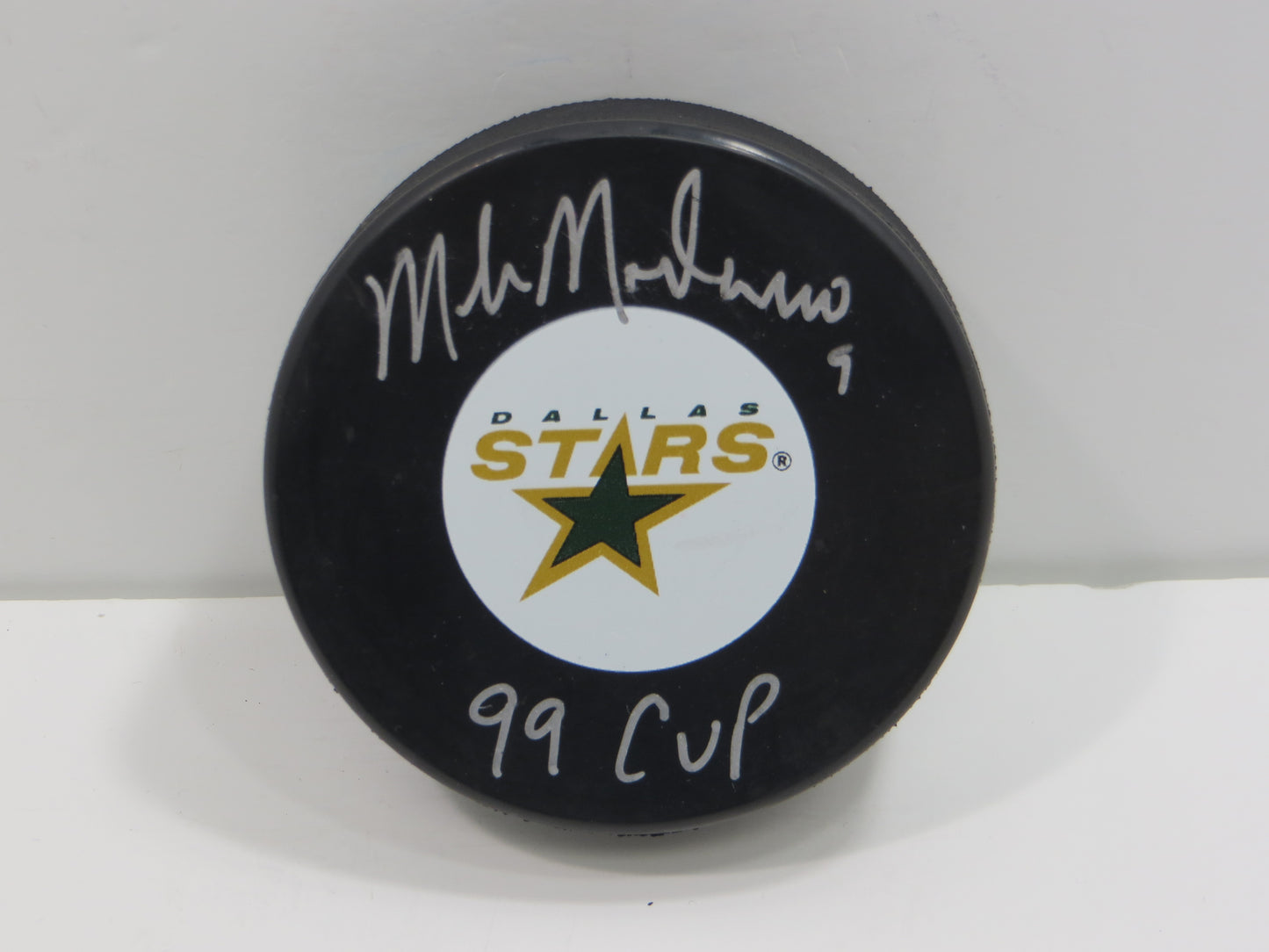 MIKE MODANO DALLAS STARS SIGNED HOCKEY PUCK w/99 Cup North Stars BAS COA