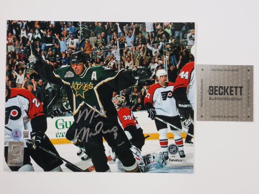 MIKE MODANO DALLAS STARS SIGNED 8x10 GOALLL PHOTO North Stars BAS
