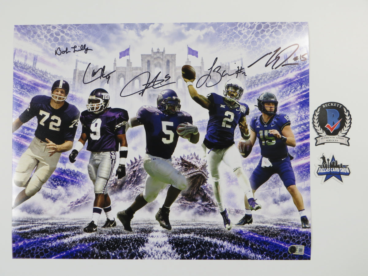 TCU HORNED FROGS LEGENDS LILLY TOMLINSON DUGGAN BROWN BOYKIN SIGNED 16x20 BAS