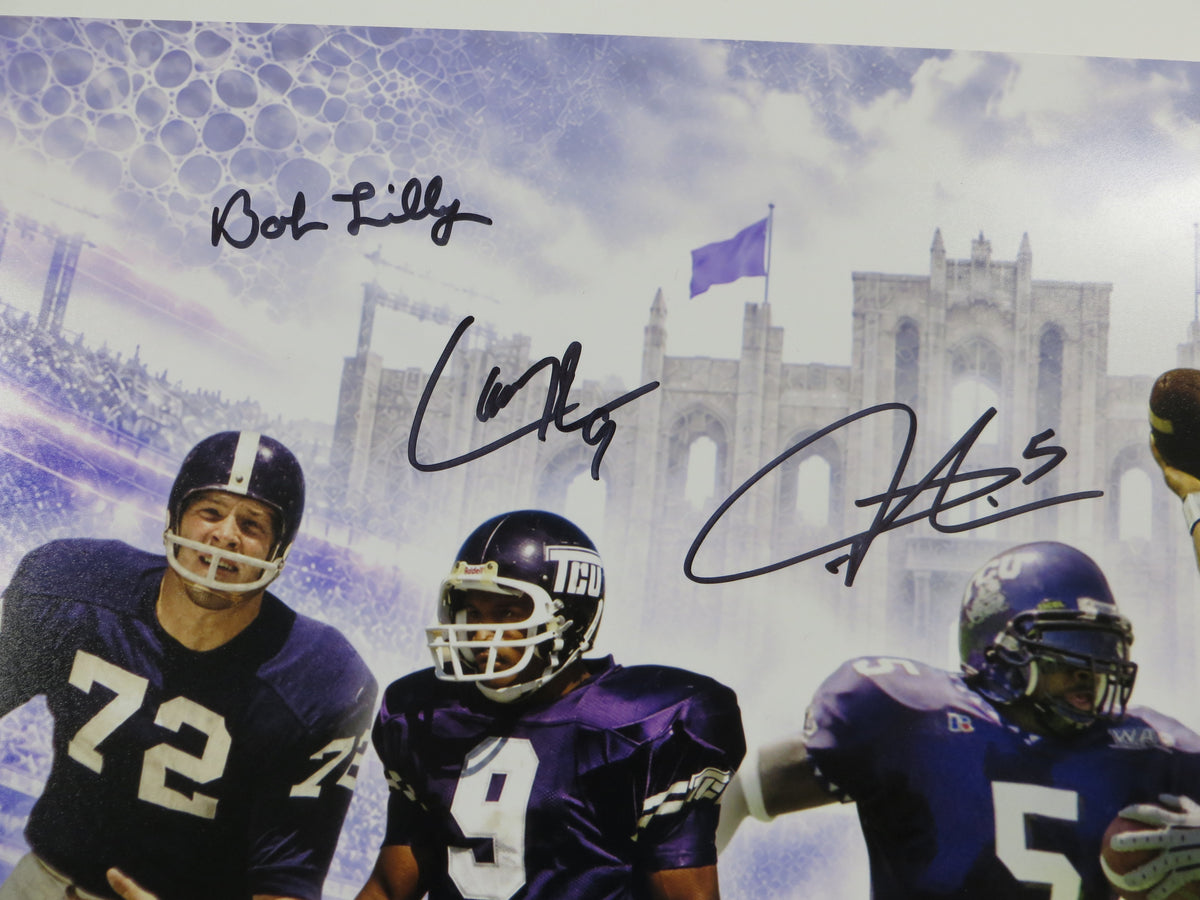 TCU HORNED FROGS LEGENDS LILLY TOMLINSON DUGGAN BROWN BOYKIN SIGNED 16x20 BAS