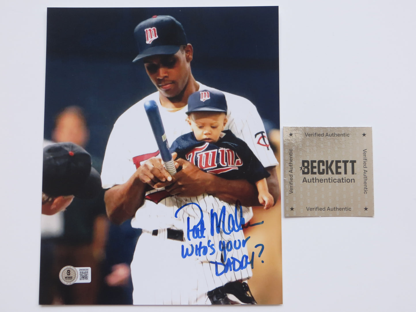PAT PATRICK MAHOMES SR. TWINS SIGNED 8x10 PHOTO w/WHO'SYOURDADDY Chiefs BAS