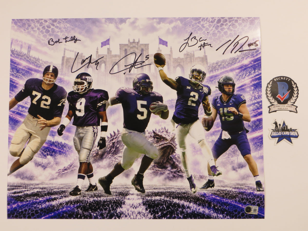 TCU HORNED FROGS LEGENDS LILLY TOMLINSON DUGGAN BROWN BOYKIN SIGNED 16x20 BAS