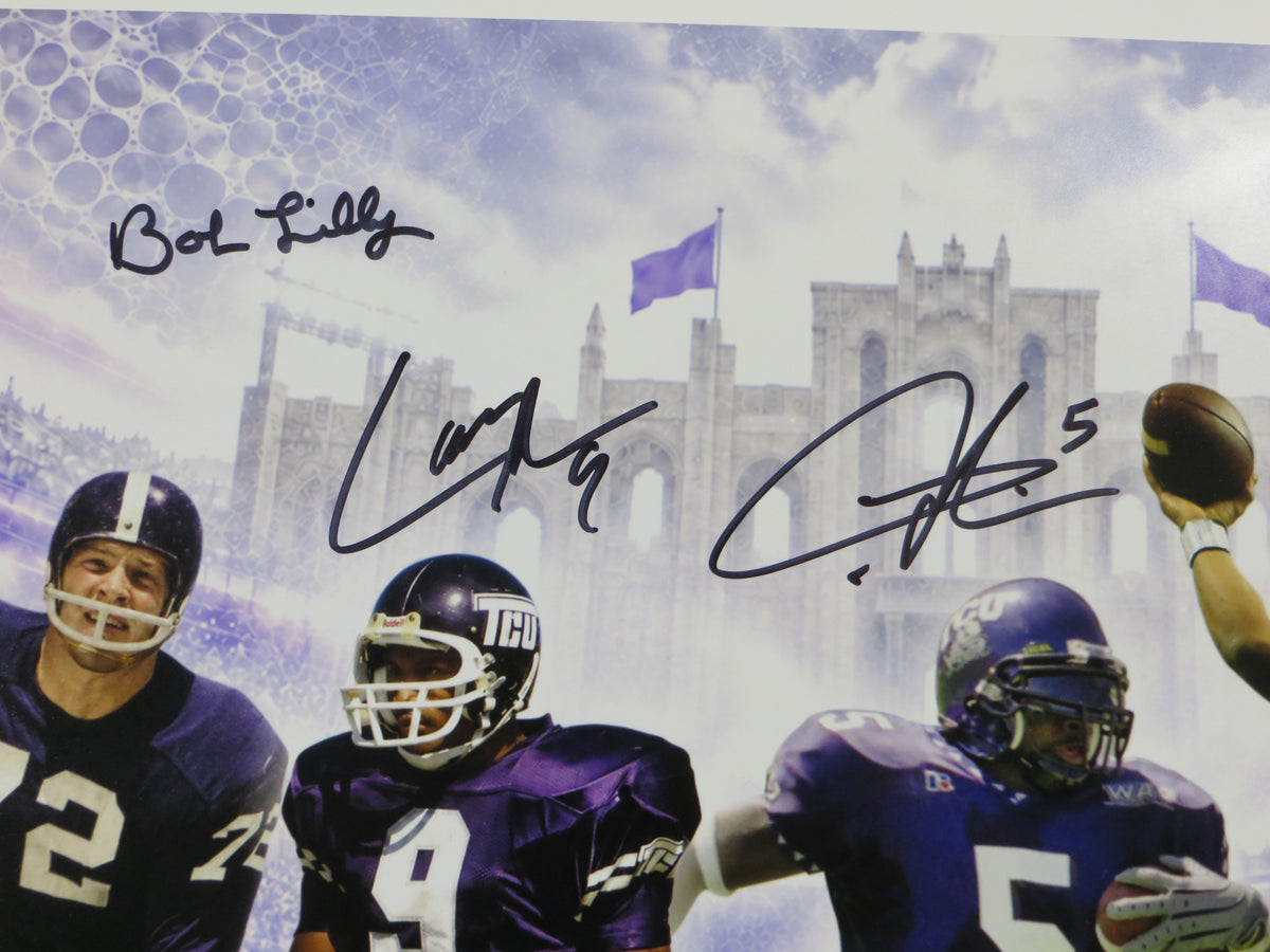TCU HORNED FROGS LEGENDS LILLY TOMLINSON DUGGAN BROWN BOYKIN SIGNED 16x20 BAS