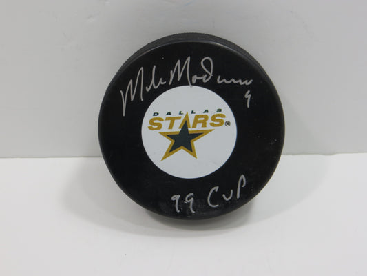 MIKE MODANO DALLAS STARS SIGNED HOCKEY PUCK w/99 Cup North Stars BAS COA
