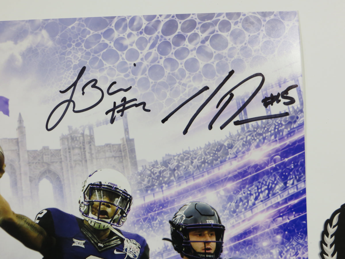 TCU HORNED FROGS LEGENDS LILLY TOMLINSON DUGGAN BROWN BOYKIN SIGNED 16x20 BAS