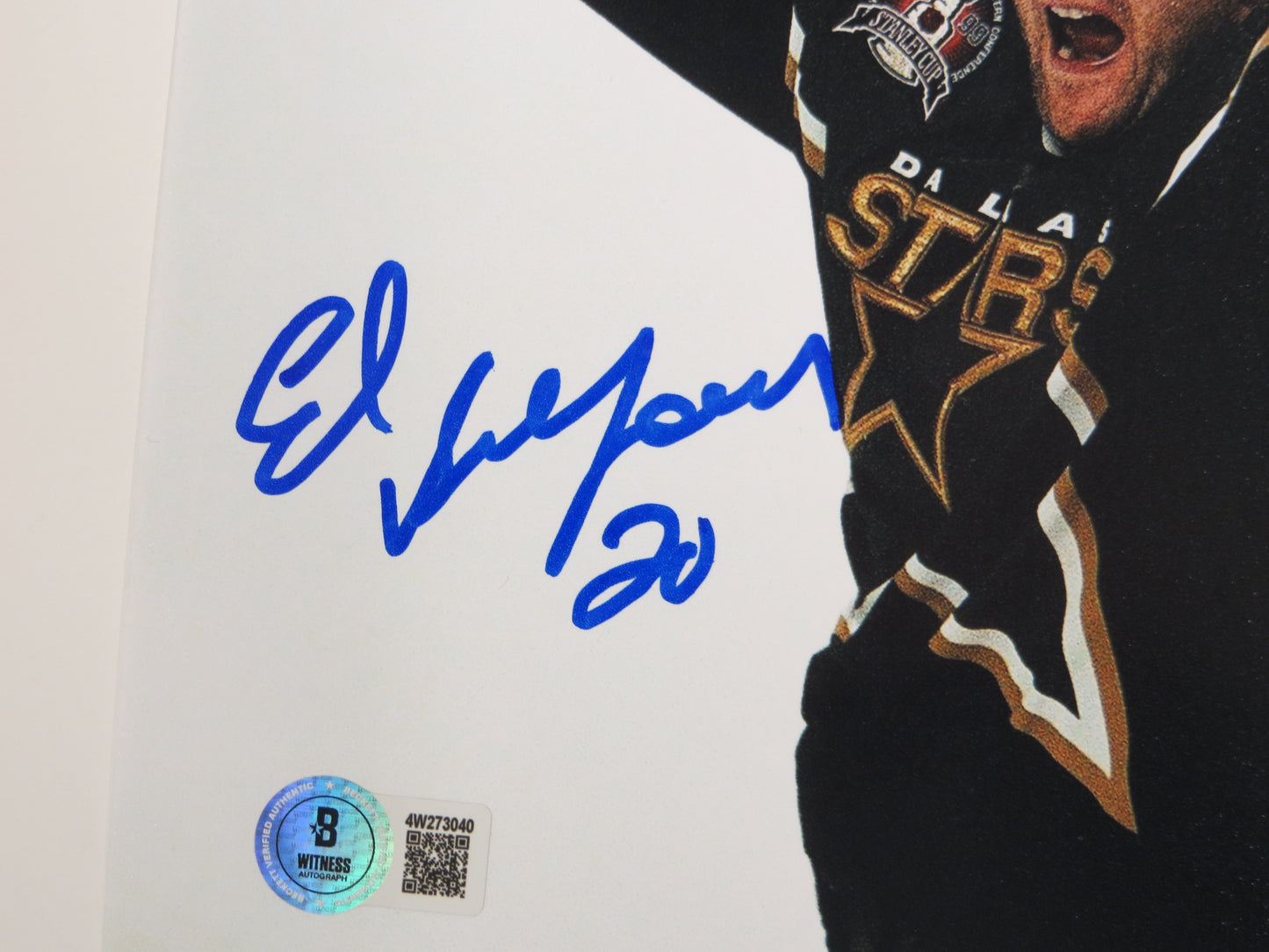 ED BELFOUR DALLAS STARS SIGNED 8x10 PHOTO w/Stanley Cup BAS COA