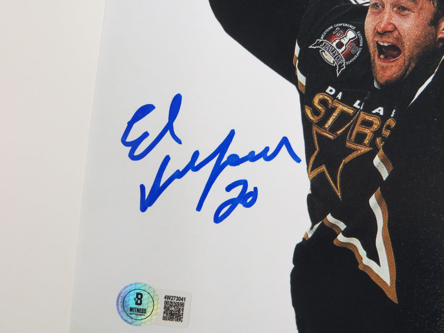 ED BELFOUR DALLAS STARS SIGNED 8x10 PHOTO w/Stanley Cup BAS COA