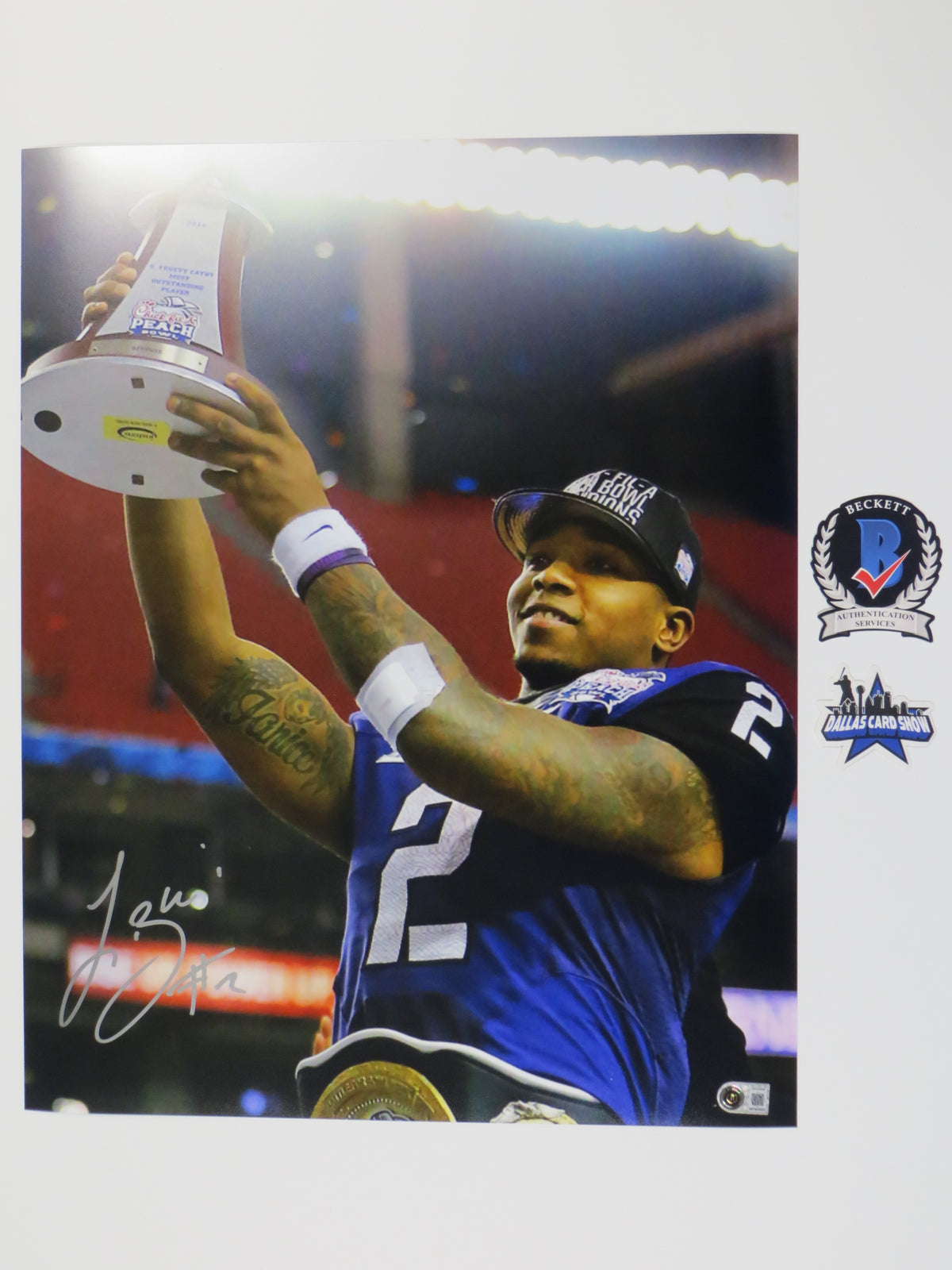 TREVONE BOYKIN TCU HORNED FROGS SIGNED 8x10 with the Trophy PHOTO BAS