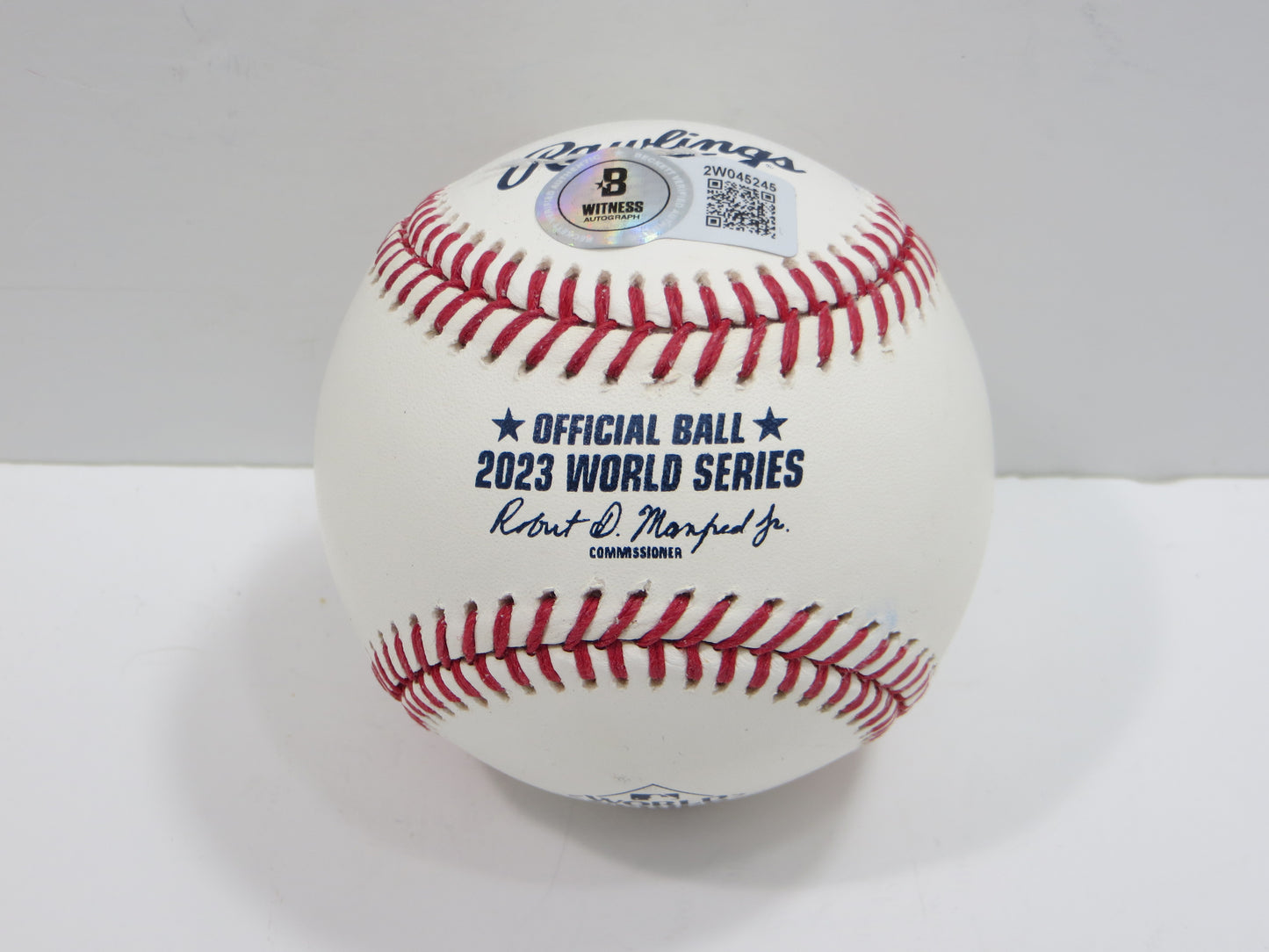 BRUCE BOCHY TEXAS RANGERS RAWLINGS 2023 WORLD SERIES BASEBALL BAS
