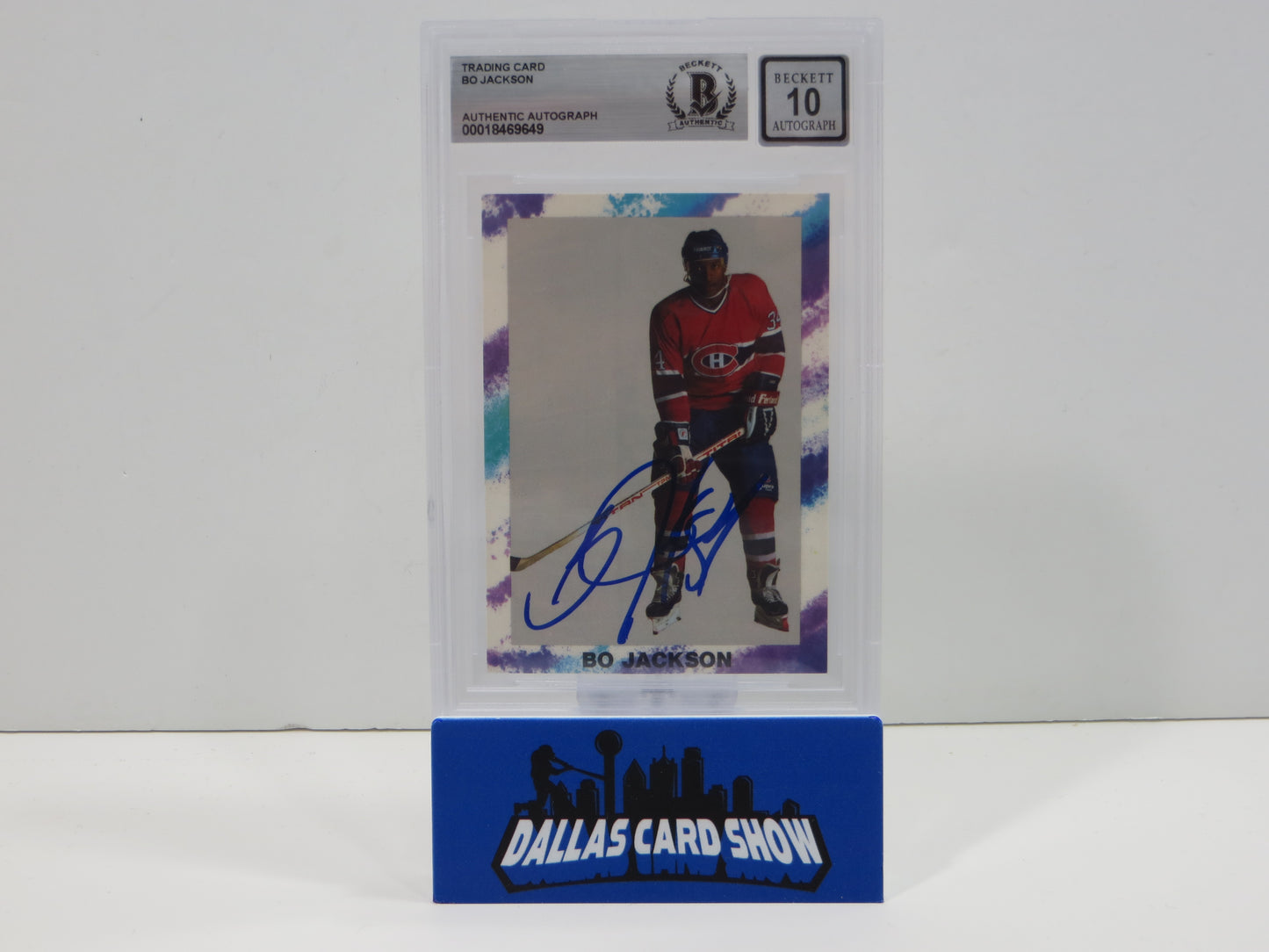 BO JACKSON SIGNED Bo Knows Hockey Canadians RAIDERS BGS BAS SLAB AUTO 10