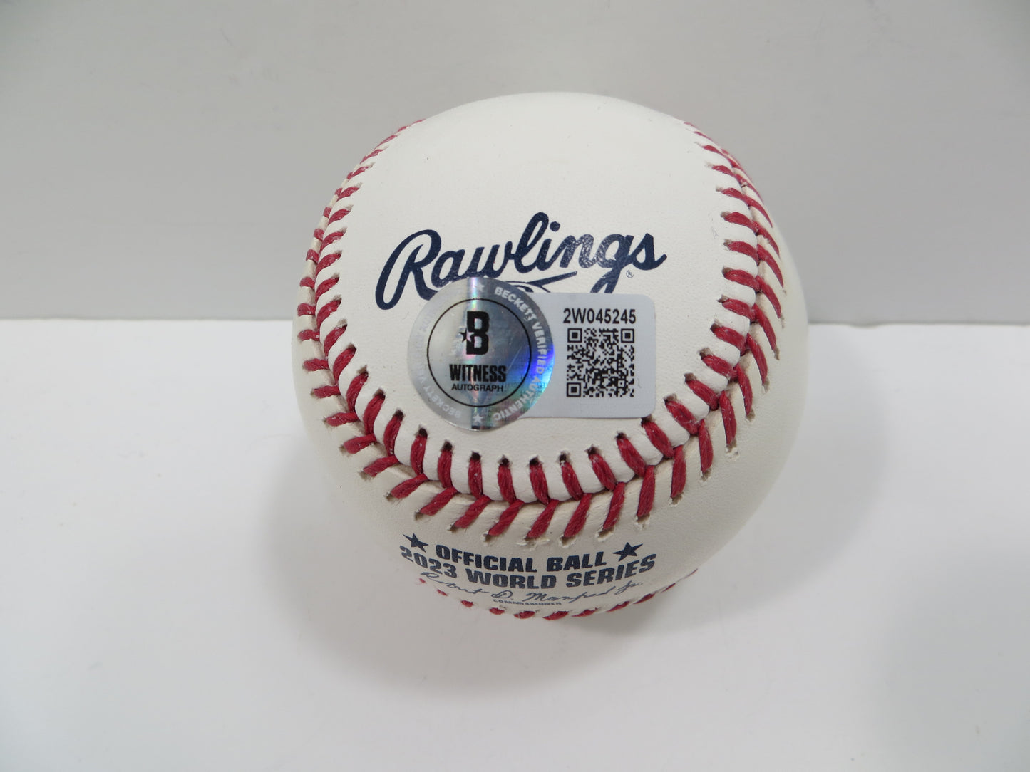 BRUCE BOCHY TEXAS RANGERS RAWLINGS 2023 WORLD SERIES BASEBALL BAS