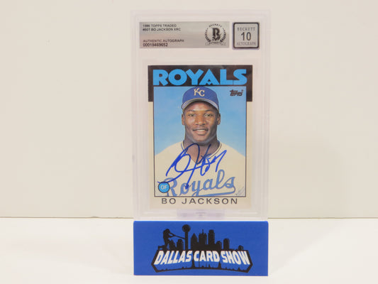 BO JACKSON SIGNED 1986 TOPPS TRADED #50T KC ROYALS BGS BAS SLAB AUTO 10