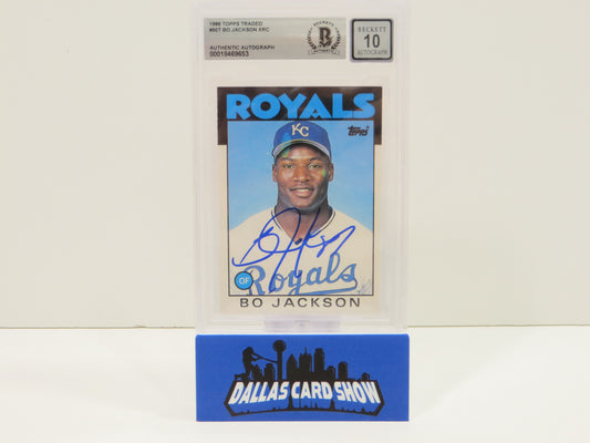 BO JACKSON SIGNED 1986 TOPPS TRADED #50T KC ROYALS BGS BAS SLAB AUTO 10
