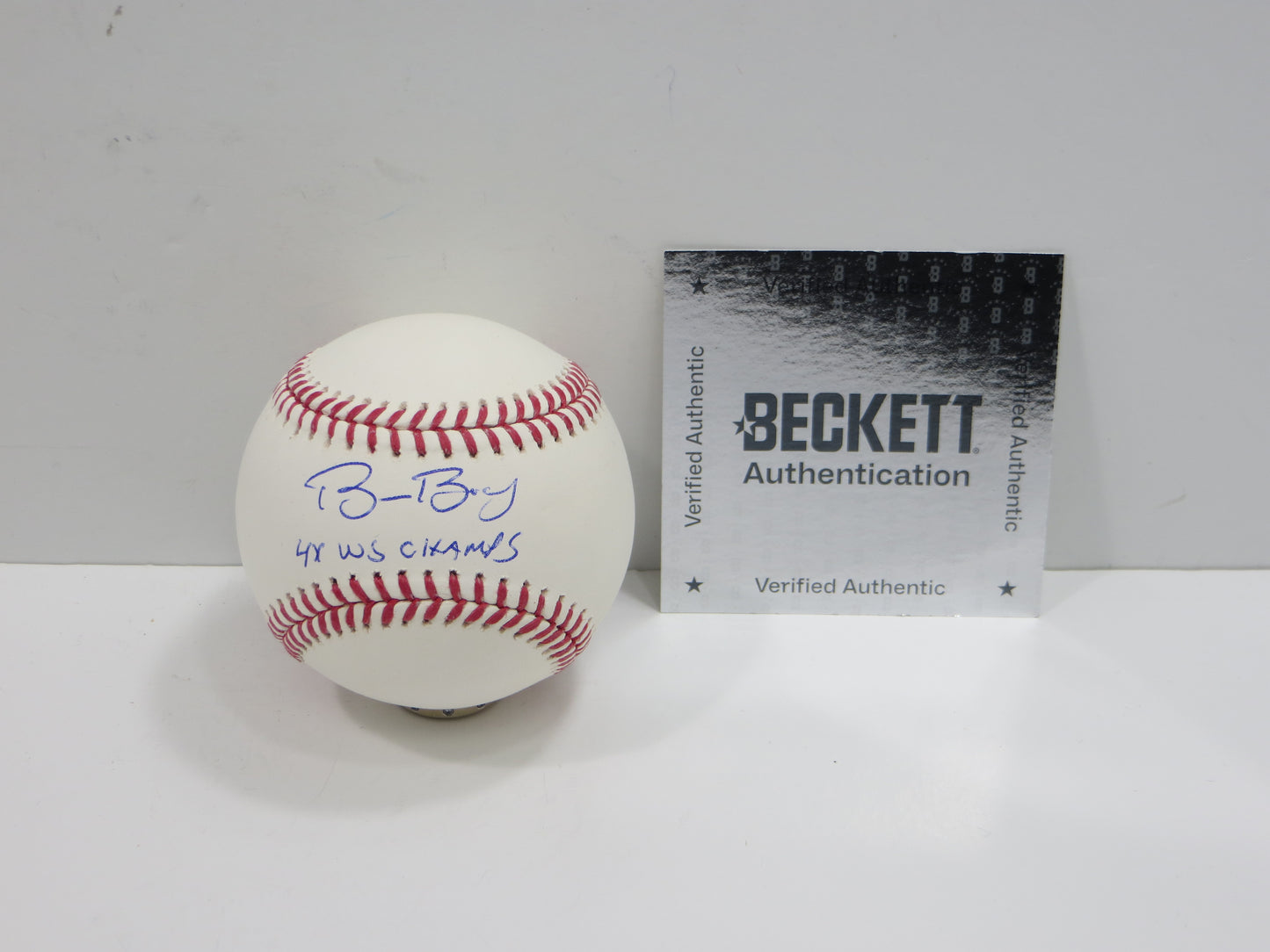 BRUCE BOCHY TEXAS RANGERS RAWLINGS 2023 WORLD SERIES BASEBALL w/INSC BAS